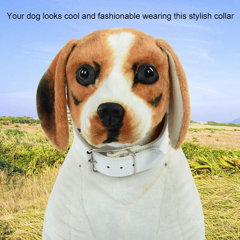 Fdit Spiked Dog Collar Adjustable PU Leather 4 Rows Studded Pet Collars Dog Pitbull Bulldog Neck Ring(66 * 7.5CM-White) 66*7.5CM White - PawsPlanet Australia