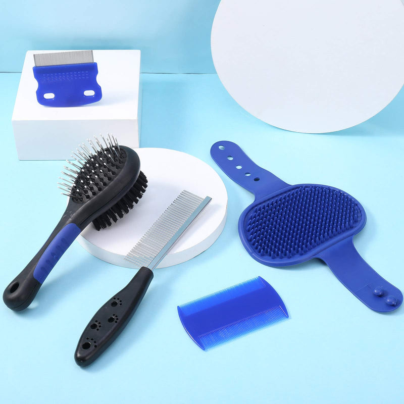 Heyu-Lotus 5 Pack Dog Grooming Brush Kit - Double Sided Pet Brush, Tear Stain Remover Combs, Pet Shampoo Bath Brush - Dog Deshedding Tool for Dog and Cat with Long or Short Hair - PawsPlanet Australia