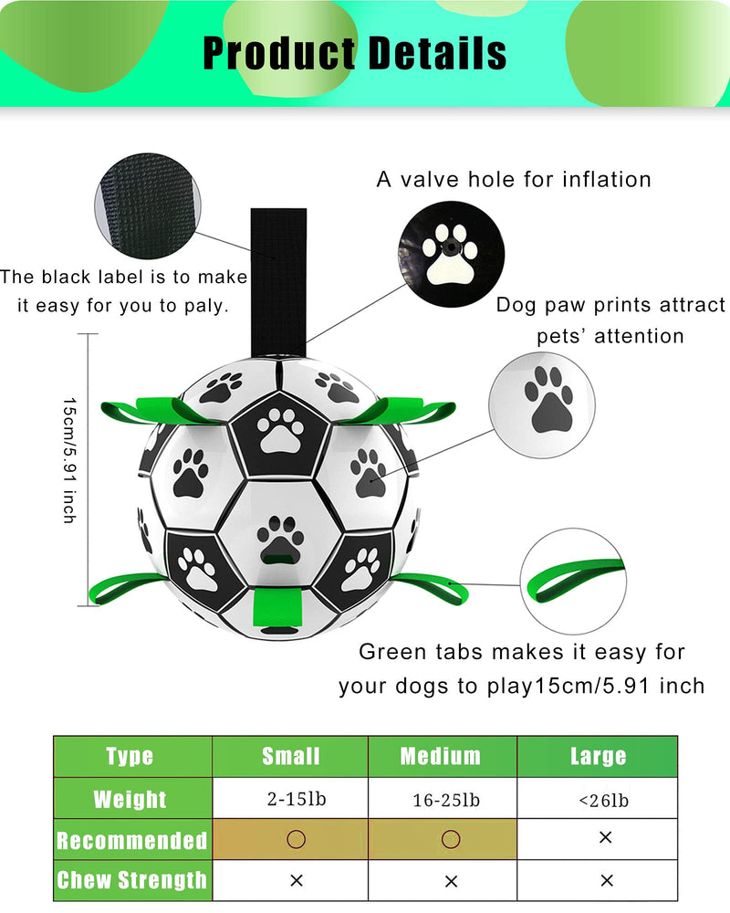 Dog-Soccer Ball-Interactive Water Toys-Tug of War-Dog Tug Toy Football for Small Medium Dogs-Dog Toys - PawsPlanet Australia