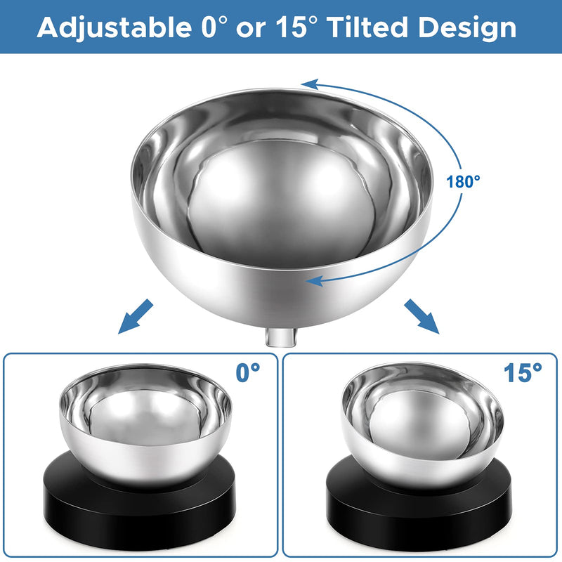 Elevated Dog Cat Bowls: 15° Tilted raised Stainless Steel Cat Bowl, Anti-slip Design of the Base, Suitable for puppy and Kitty (Black） Black - PawsPlanet Australia