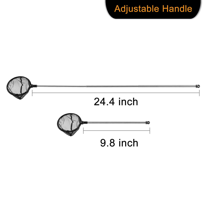 Filhome Telescopic Aquarium Fish Net, Fine Mesh Round Fish Net for Fish Tank with Extendable Long Handle 3.5 inch - PawsPlanet Australia