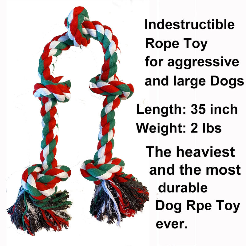 TINGERIA® indestructible Dog Toys for large Dogs, 2-piece tough durable Dog Chew Toy Set (Dog Ball + Giant Rope) for Boredom, interactive Tug of War Rope Toys for ggressive Chewers large Breed 2-piece set - PawsPlanet Australia