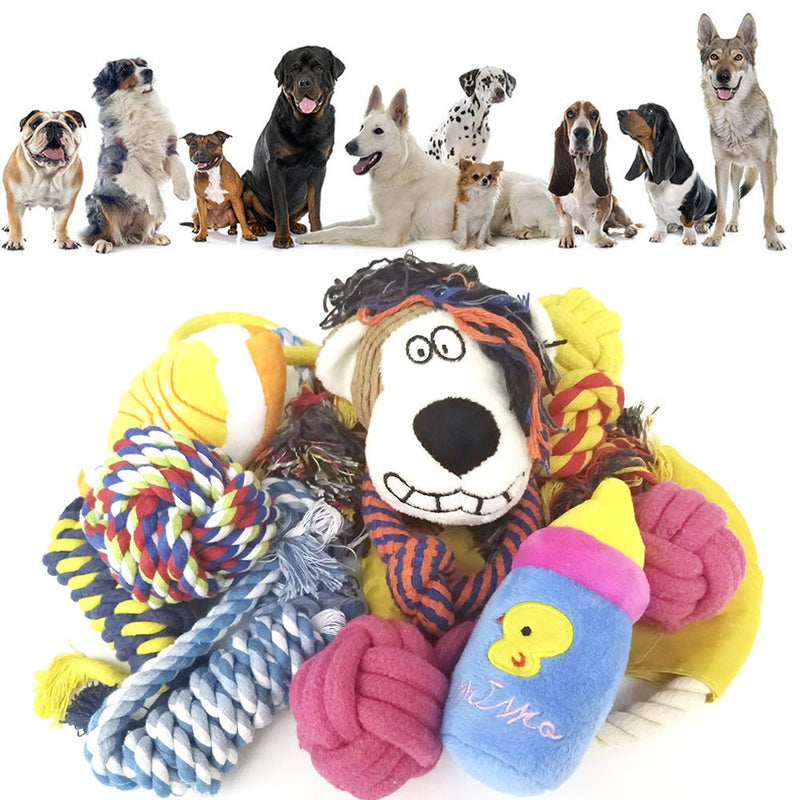 [Australia] - senyouth Dog Rope Toys for Chewers, 10 Pack Natural Cotton Dog Rope Toys with Ball Knot Tug of Dog Toy, Tough Rope Chew Toys for Little and Medium Dog 