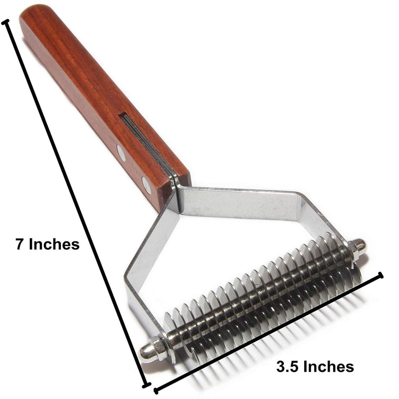 Pet Grooming Undercoat Rake，Fantastic for Dogs & Cats Grooming Durable Dog Groomer,Pet Brush,Pet Grooming Tool,for Medium to Large Dogs, Cats, Stainless Steel Combines with Solid Wooden Handle - PawsPlanet Australia