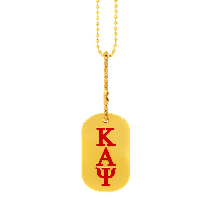 [Australia] - Desert Cactus Kappa Alpha Psi Fraternity Gold Dog Tag Necklace with Crest Greek Nupe 