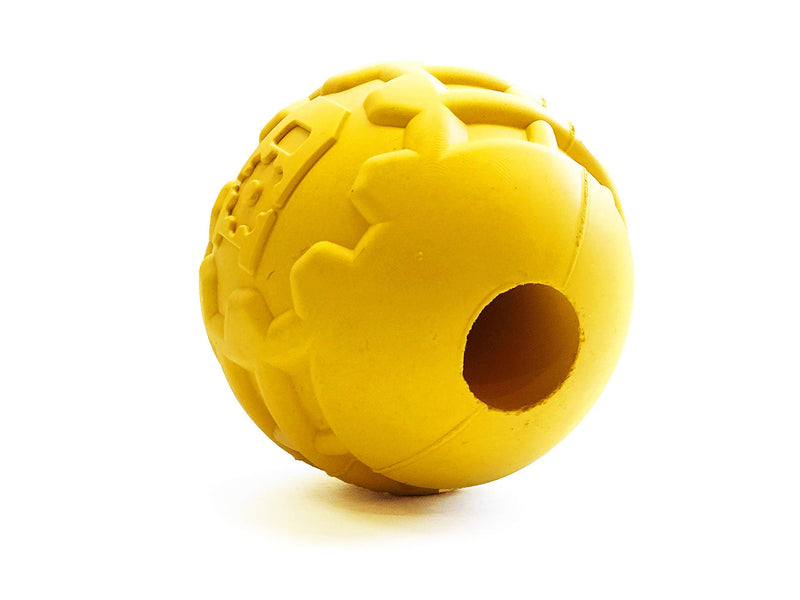 [Australia] - Industrial Dog by SodaPup - Natural Rubber Ultra-Durable Chew Ball - Chew Toy -Made in USA - For The Most Aggressive Chewers - Yellow - Large 