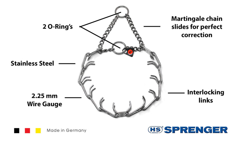 Herm Sprenger Stainless Steel Prong Dog Training Collar Ultra-Plus Pet Pinch Collar No-Pull Collar for Dogs Anti Pull Training Collar Made in Germany 16in (41cm) x 2.25mm - PawsPlanet Australia