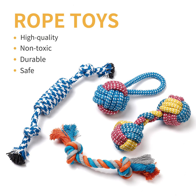 Toozey Puppy Toys for Small Dogs, 7 Pack Small Dog Toys, Cute Squeaky Dog Toys, Durable Puppy Teething Toys, Ropes Puppy Chew Toys, Non-Toxic and Safe Cow - PawsPlanet Australia