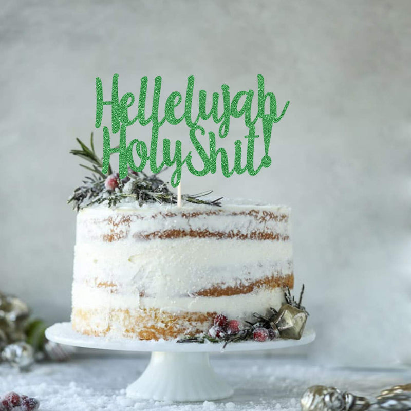 Hellelujah Holy Shit! Cake Topper, Funny Christmas Decor, Holiday Cake Topper, Christmas Vocation Party Decorations - PawsPlanet Australia