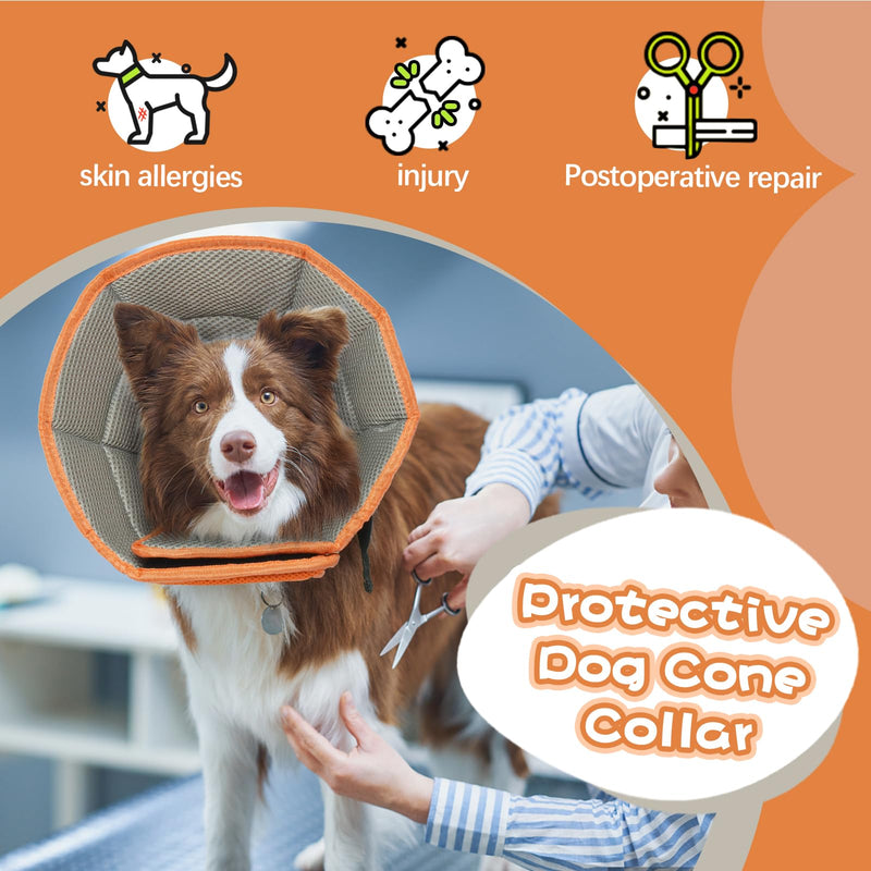 Kuoser collar dog, comfortable leak protection dog, protective measures protective collar dog, adjustable dog collar, dog neck brace leak protection for dogs, prevention of bite and lick wounds, orange M M---neck circumference: 28-36cm orange - PawsPlanet Australia