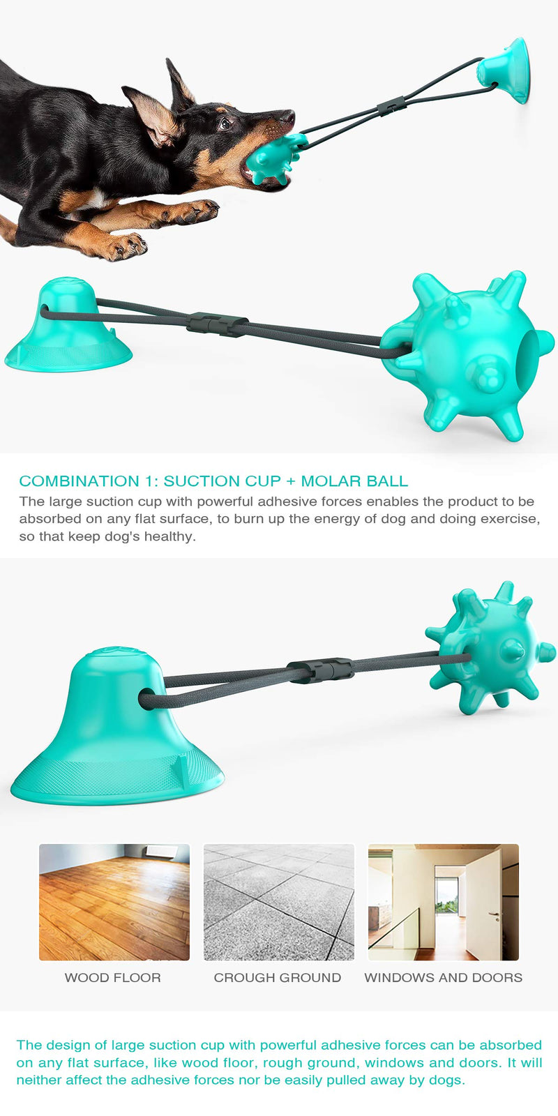Variable Dog Chow Toy, Rope Toy with Suction Cup, Self play toy, 3 in 1, Dog tooth cleanning, Suction Cup - PawsPlanet Australia