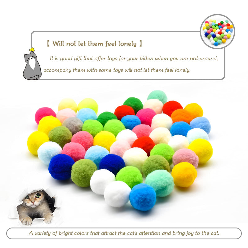 YMWALK Pack of 50 cat toy balls 3 cm, soft colorful cat balls, cat pompoms ball, kitten pet toy, plush scratching balls toy, interactive pet accessories for cats, kittens, dogs - PawsPlanet Australia