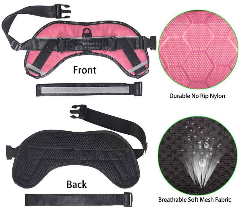 [Australia] - JSXD Dog Harness,No-Pull Service Dog Harness with Handle Adjustable Outdoor Pet Dog Vest 3M Reflective Nylon Material Vest for Breeds,Easy Control for Small Medium Large Dogs XS Pink 