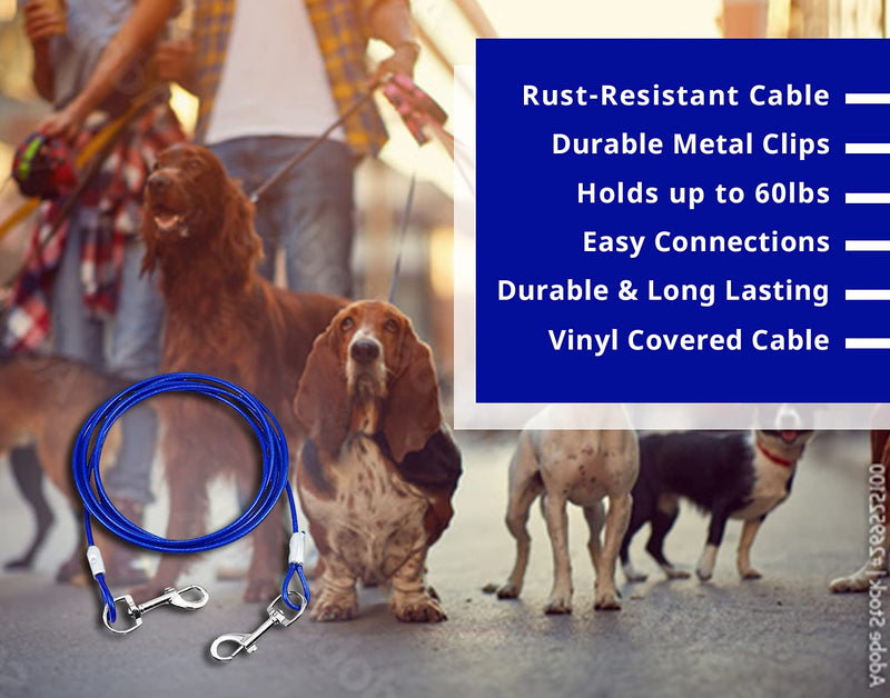Premium Tie Cable for Dogs by Kate Naturals. Strong Tie Cable to Securely Hold Small to Medium-Sized Dogs up to 60lbs. Pet-Friendly Design. - PawsPlanet Australia