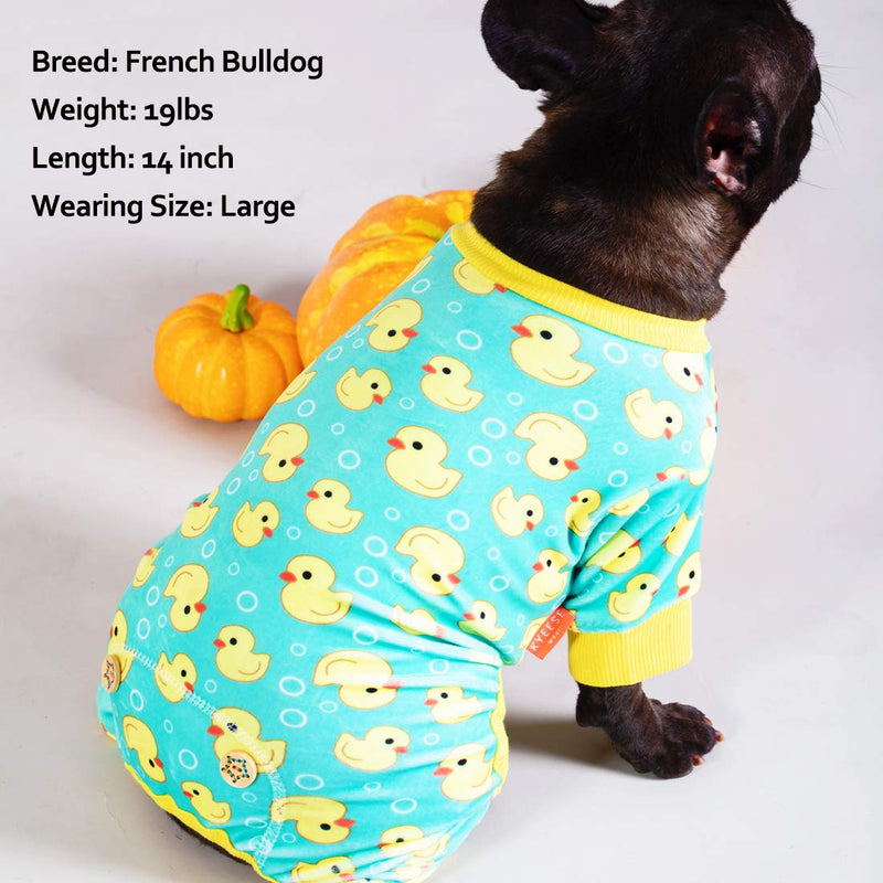 kyeese Dog Pajamas Yellow Ducks for Small Dogs Soft Material Stretchable Dog Pjs Cat Pajama Dog Apparel X-Small - PawsPlanet Australia