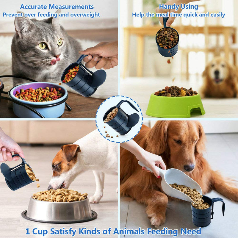 Dog Food Scoop Pet Food Scoops for Dogs 4 Capacity Cups in 1 Cup Measuring Scoop for Pets Dog Cat and Bird Solid Food Includes 1 C 3/4 C 1/2 C 1/4 C - PawsPlanet Australia