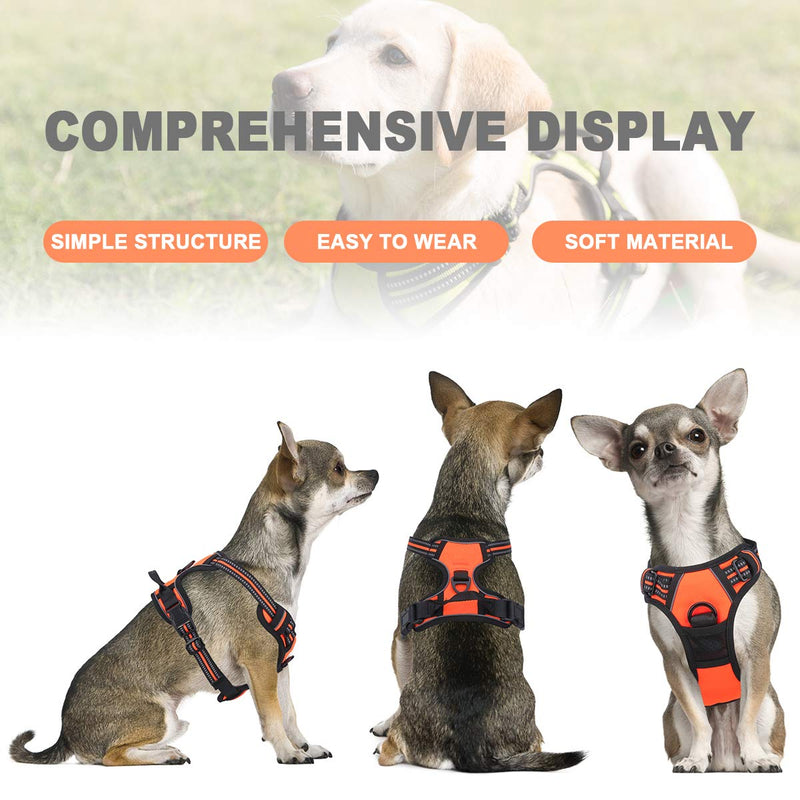 [Australia] - Vovodog Dog Harness No-Pull Pet Harness, Adjustable Outdoor Walking Pet Reflective Oxford Soft Vest with 2 Metal Rings and Handle Easy Control for Small Medium Large Dogs L (Neck: 14-22"|Chest: 26-29") Orange 