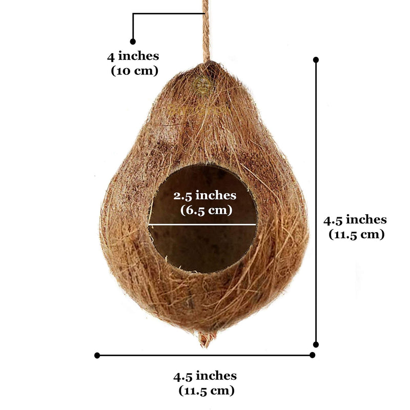 SunGrow Crested Gecko Coco Hut,Treat & Food Dispenser, Sturdy Hanging Home, Climbing Porch, Hiding, Sleeping & Breeding Pad, 4.5” Round Coconut Shell with 2.5” Opening, 1 Piece - PawsPlanet Australia