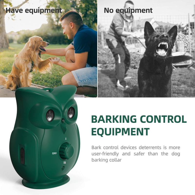 Bestdoggo Anti Barking Dog Barking Deterrent Indoor&Outdoor Ultrasonic Barking Control Device,Stop Barking Dog Device,Bark Control Up to 35FT Dog No Barking,Owl-Shaped Design. Green - PawsPlanet Australia