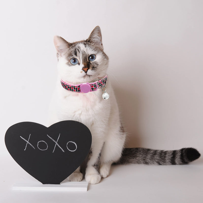 Valentine Holiday Cat Collar with Bell, 3 Pack Breakaway Kitty Kitten Heart Collar for Boys Girls Male Females - PawsPlanet Australia