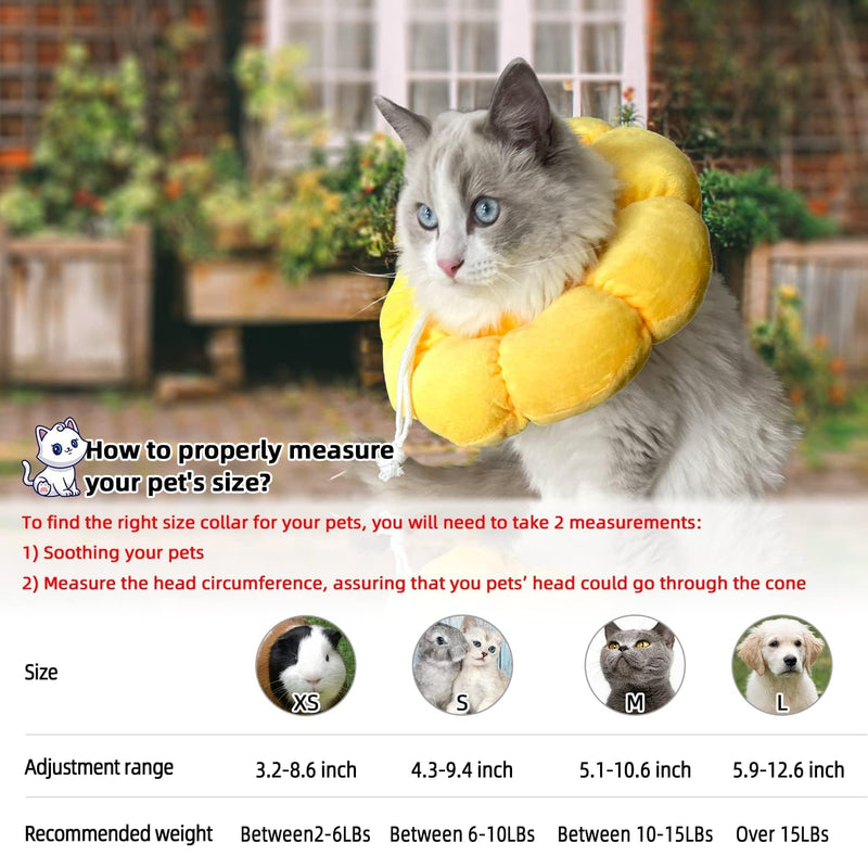 IOSPKKIO® Cat Neck Brace, Adjustable Neck Brace Cat Collar for Cats Small Dogs After Surgery, Soft Sunflower Cat Recovery Collar Cone, M - PawsPlanet Australia