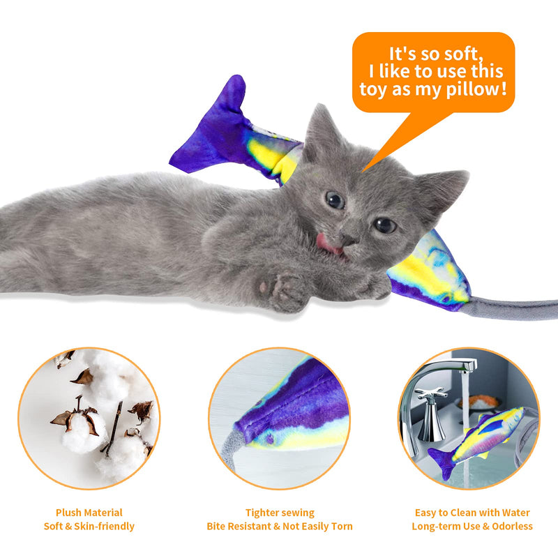 COVERTSAFE Floppy Fish Cat Toy for Indoor Cats【2021 Newest】 Interactive Catnip Toy Realistic Manual Airbag Wiggle Fish Cat Pillow Chew Kicker Toy with Bell for Cat Kitten, No Noise, Funny, Washable - PawsPlanet Australia