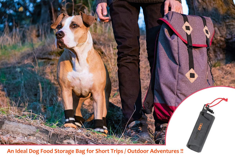 [Australia] - DuffyDog Grease & Moisture Resistant Dog Food Storage Bag Treat Pouch for Short Trips/Outdoor Activities, Waterproof Dog Travel Bag, 7.10” (L) x 3.10” (D) Charcoal Grey 