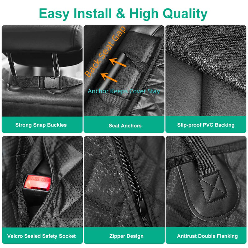 Dog Car Seat Cover for Back Seat Cover Non Stick Fur Rear Seat Protector for Kids Nonslip Water Proof Durable Bench Seat Cover for PEt Truck SUV bench dog car seat cover Black - PawsPlanet Australia