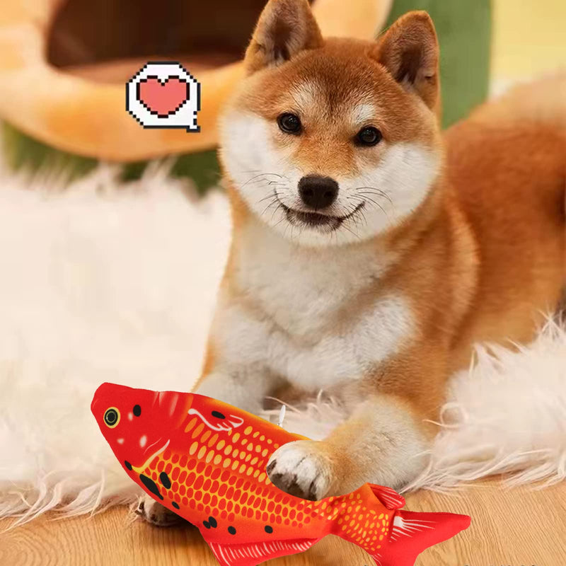 Flopping Fish Electric Moving Dog Fish Toy，Realistic Flopping Fish Rocking Dog Toy，Interactive Pet Toys for Dog Exercise，Small and Medium Dog Floppy Fish Animal Toy red carp - PawsPlanet Australia