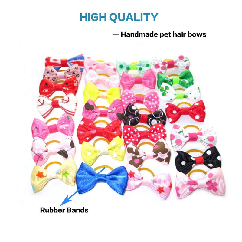 Tangser Pet Dog Hair bows with rubber bands, Cute Yorkie Teddy Bear Pet Hair Clips, Multicolor Flowers Topknot Puppy Hair Accessories Mix Color Random (cute bows) cute bows - PawsPlanet Australia