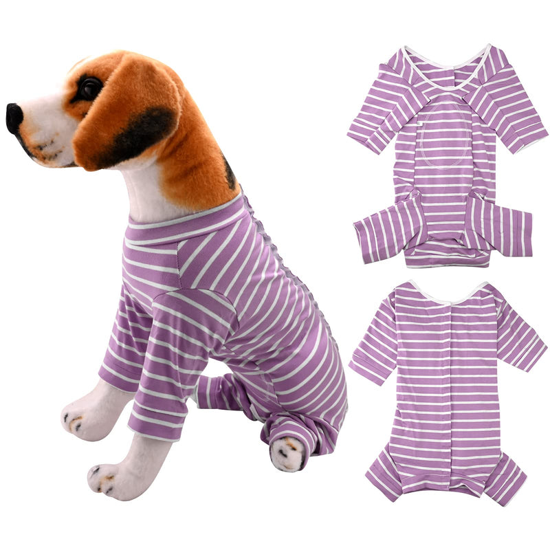 Dog Recovery Suit, Stripe Dog Surgery Suit E-Collar Replacement for Medium Large Dogs Bodysuit Soft Anti-Licking, Wound Protection Pets Medical Shirt (Purple,XL) Purple,XL - PawsPlanet Australia