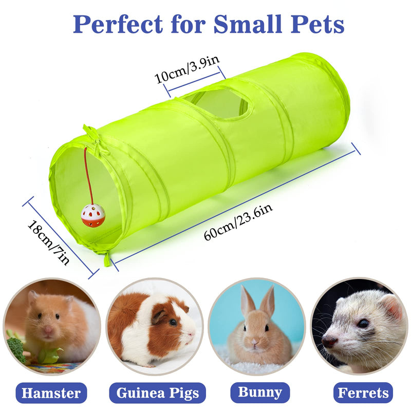 Pawaboo Small Animal Fun Tunnel, Collapsible Hamsters Play Tube Tunnel, Pet Interactive Toy with 3 Pack Play Balls and one Bell for Hiding Training Chinchillas, Guinea Pigs, Gerbils, Hamsters, Bunny Fluorescent Green - PawsPlanet Australia