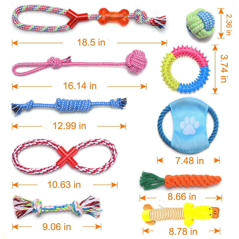WeFine Puppy Dog Chew Toys Teething Training，10pcs Dog Rope Toys 100% Natural Cotton Rope for Small and Medium Dog - PawsPlanet Australia