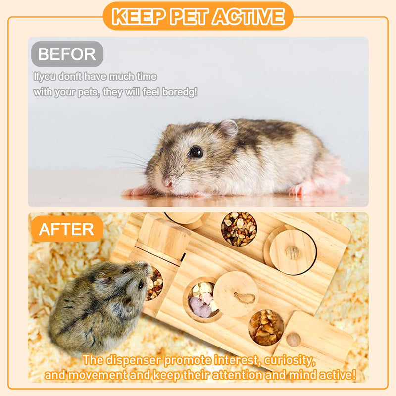 Funmo guinea pig toy, hamster toy made of wood, small animal toy, 6 in 1 wooden toy for foraging, for hamsters, guinea pigs, chinchillas, gerbils, dwarf hamsters - PawsPlanet Australia