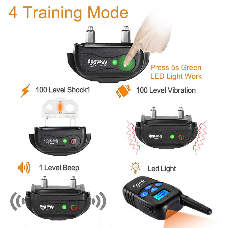 [Australia] - Fettish Dog Training Collar Rechargeable & Waterproof Electric Remote Dog Shock Collar with LED Light Beep Vibration Safety Shock Modes for Small/Medium/Large Training Collars 