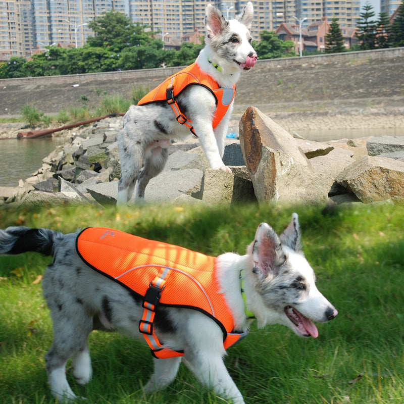 [Australia] - smartelf Dog Cooling Vest,Dog Cooling Coat Evaporative Swamp Cooler Jacket Safety Reflective Vest for Large Dogs Walking Outdoor Hunting Training Camping Orange L 