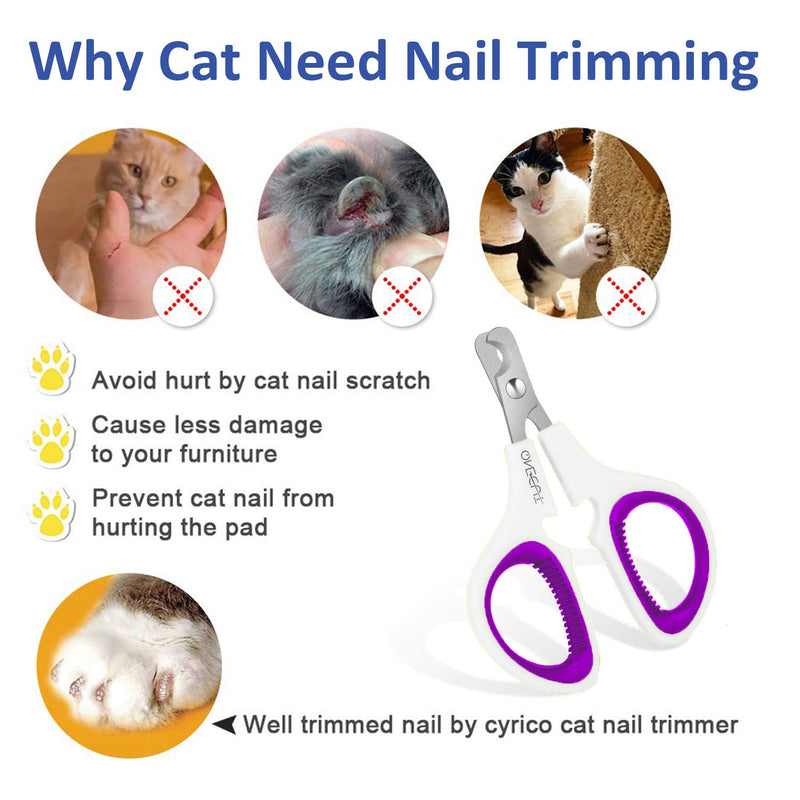 OneCut Pet Nail Clippers, Update Version Cat & Kitten Claw Nail Clippers for Trimming, Professional Pet Nail Clippers Best for a Cat, Puppy, Kitten & Small Dog (Purpple) Purpple - PawsPlanet Australia