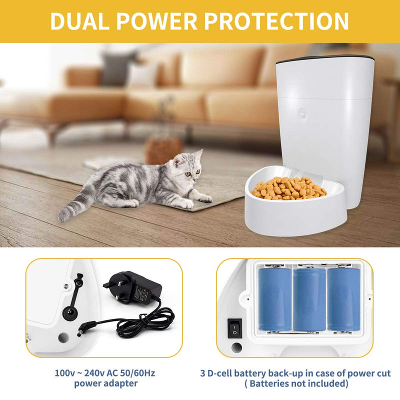 Automatic Pet Feeder, Wi-fi Dog Cat Food Dispenser with Food Bowl,programmable Timer Up to 8 Meals Per Day, Smart Pet Feeder Controlled by Phone - PawsPlanet Australia