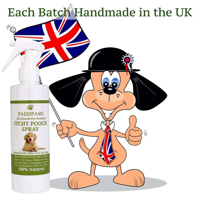 PADDIPAWS 100% Natural Itchy Dog Spray - Relieves Itching and Discomfort caused by Grass and Pollen Allergies - Soothing and Non Sting - Safe Natural Ingredients - Non Toxic and Paraben Free 250ml - PawsPlanet Australia