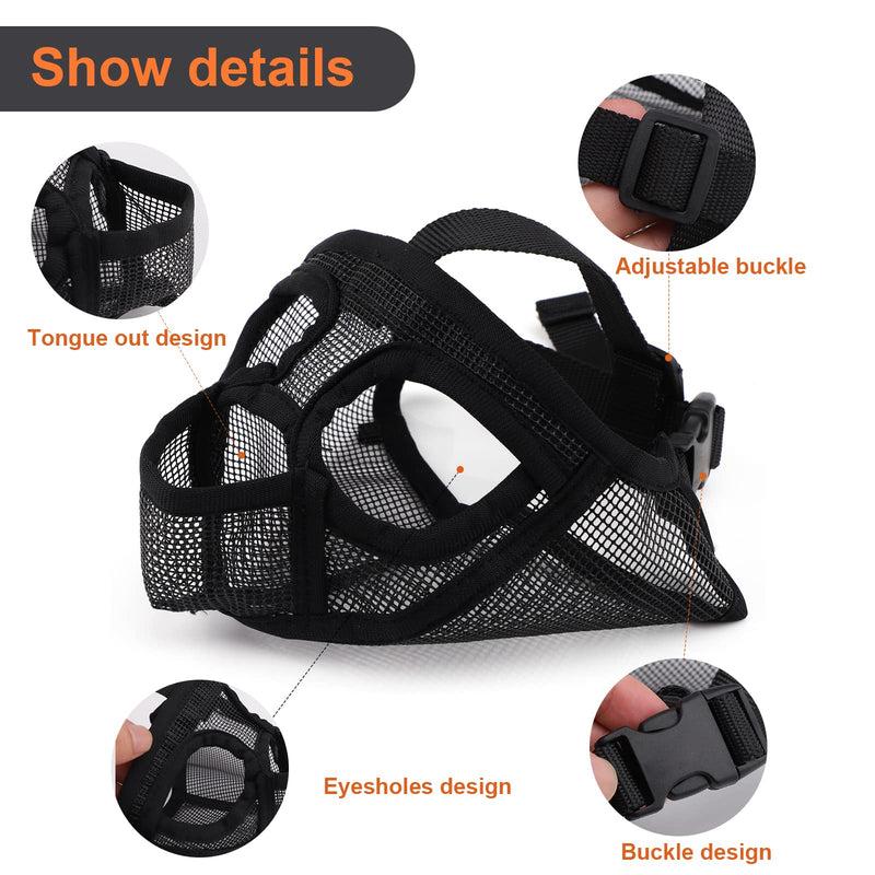 Dog Muzzle,Short Snout Dog Muzzle,Soft Nylon Muzzle,Adjustable Breathable Mesh Muzzle,Dog Mask,Mouth Cover for Small Dog,Bulldog Muzzle,Pet Muzzle to Prevent Biting Licking Barking,Chewing Training Black - PawsPlanet Australia