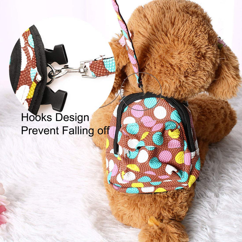 [Australia] - uxcell Dog Backpack Adjustable Straps Dot Pattern Puppy Pet Carrier Holder Bag with Leash Rope for Outdoor Travel Hiking Camping Brown M 