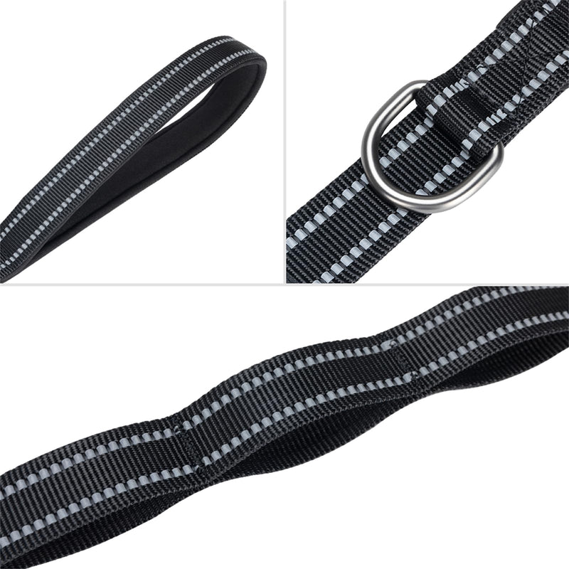 EXCELLENT ELITE SPANKER 5FT Double Leash Reflective Nylon Dog Leash Multiple Dog Leash with Padded Handle for Two Dogs Training Running（Black） 5FT*1'' Black - PawsPlanet Australia