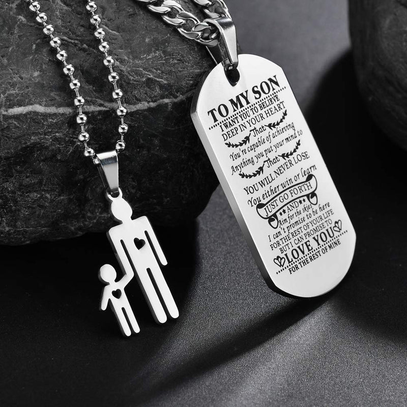 [Australia] - CALIS Dog Tags for Men Engraved I Want You to Believe Deep in Your Heart Love Dad Dog Tag Silver 