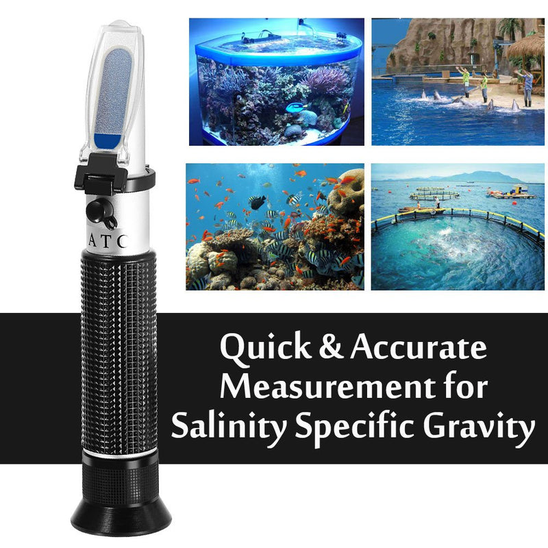 Seawater Salinity Refractometer,V-Resourcing Automatic Temperature Compensation Sea Water Salinity Measurer for Aquarium, Hydrometer, 0-100ppt & 1.000-1.070 Salinity Specific Gravity - PawsPlanet Australia