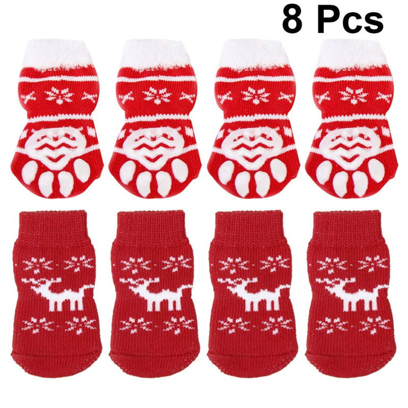 POPETPOP 8PCS Pet Christmas Socks Non-Slip Pet Socks Pet Socks Supplies Christmas Warm Cotton Socks for Dog Puppy Kitten Cat L - PawsPlanet Australia