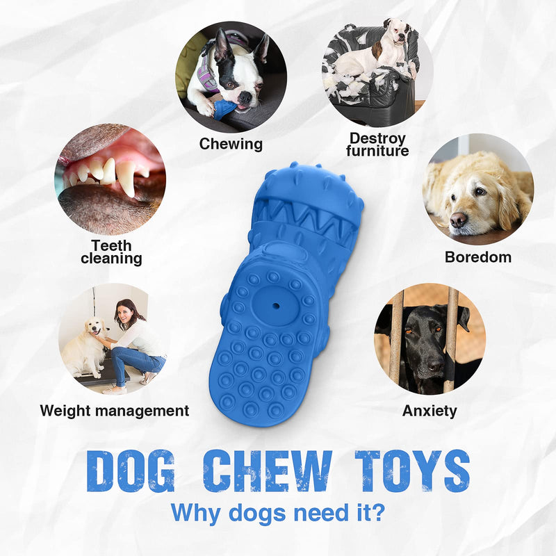 RUXAN Dog Toy Indestructible for Aggressive Chewing - Robust Squeaking Interactive Dog Toy - Natural Rubber Chew Toy for Large Medium Dogs Chewing, Hunting, Fetching Blue - PawsPlanet Australia