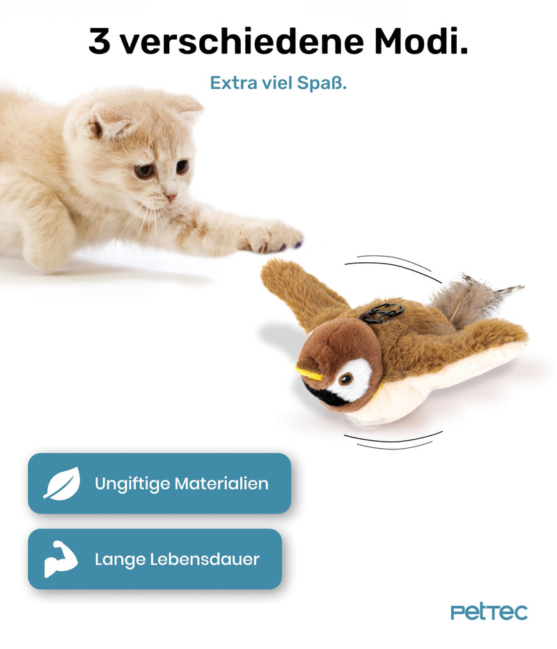 PetTec® Interactive Cat Toy Electric for Self-Employment - Cat Toy Bird Movable with Catnip - Interactive Cat Toy - Automatic Cat Toy - Cat Toys - PawsPlanet Australia
