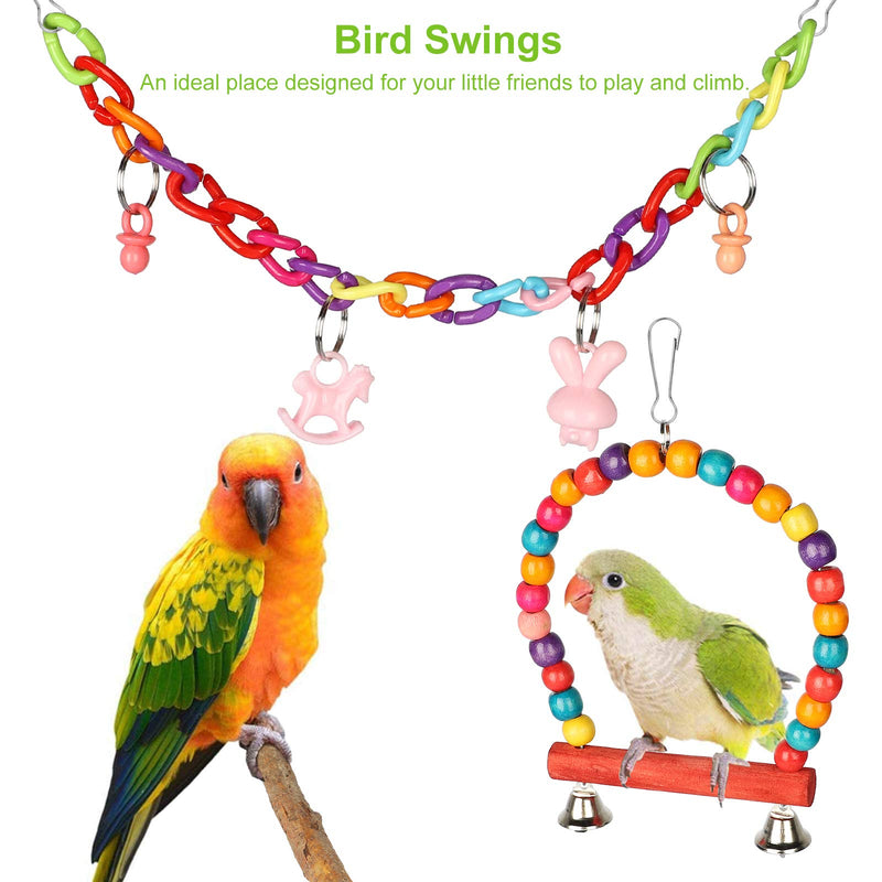 EEEKit Bird Parrot Swing Toys, 13 Pack Small Pet Birds Cage Hanging Toys Chewing Perches Toy for Small Parakeets, Conures, Lovebirds, Cockatiels, Macaws, Finches - PawsPlanet Australia