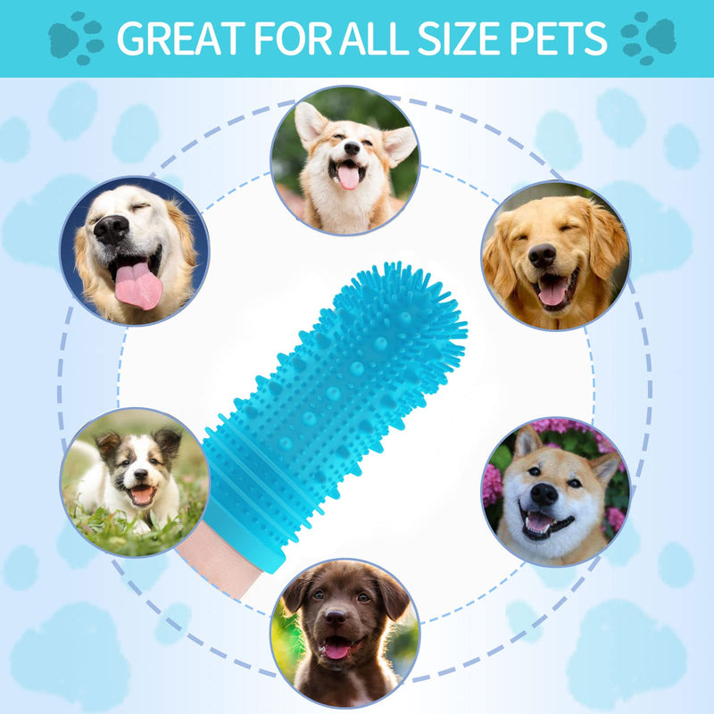 Dog Toothbrush Dog Finger Toothbrush for Dogs, Cats, Puppies Dental Care & Fresh Breathing, Silicone, Fully Surrounded Bristles, Dog Toothbrush, Reusable with Storage Box (Pack of 2) 2 Blue - PawsPlanet Australia
