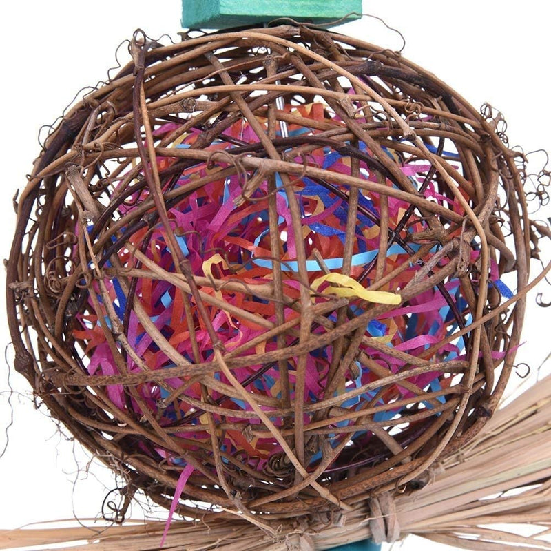 Bird Chew Toy Natural Rattan Ball Come with Paper Strips for Parrot Budgie Parakeet Cockatiel Conure Lovebird Finch Cockatoo African Grey Macaw Cage - PawsPlanet Australia